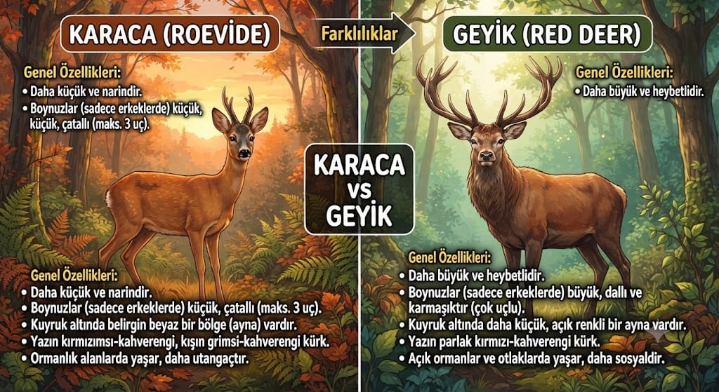 Karaca ile Geyik Arasındaki Farklar Nelerdir?