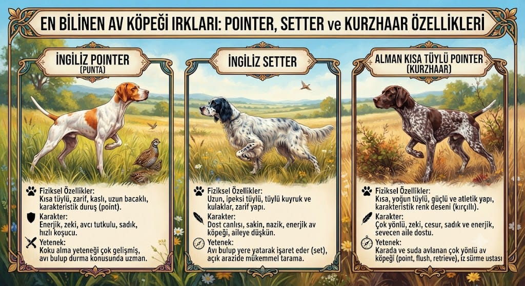 En Bilinen Av Köpeği Irkları: Pointer, Setter ve Kurzhaar Özellikleri