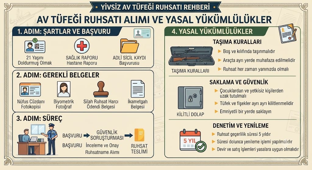 Av Tüfeği Ruhsatı Nasıl Alınır? Taşıma, Saklama ve Yasal Yükümlülükler