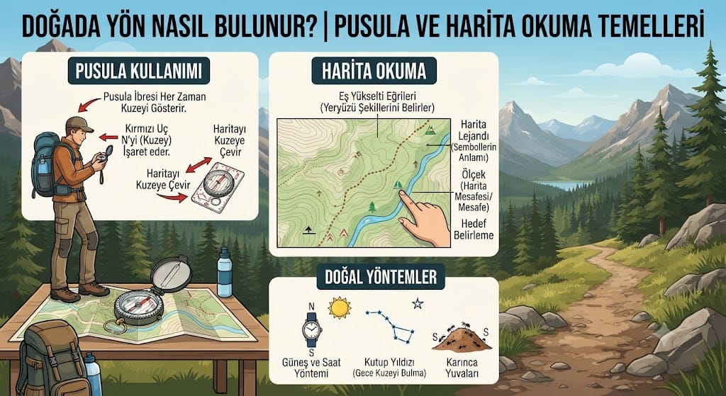 Doğada Yön Nasıl bulunur? Pusula ve Harita Okuma Temelleri