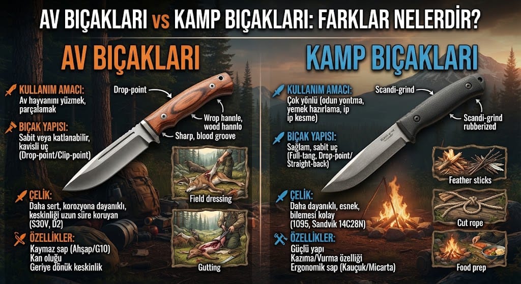 Av Bıçakları ile Kamp Bıçakları Arasındaki Farklar Nelerdir?
