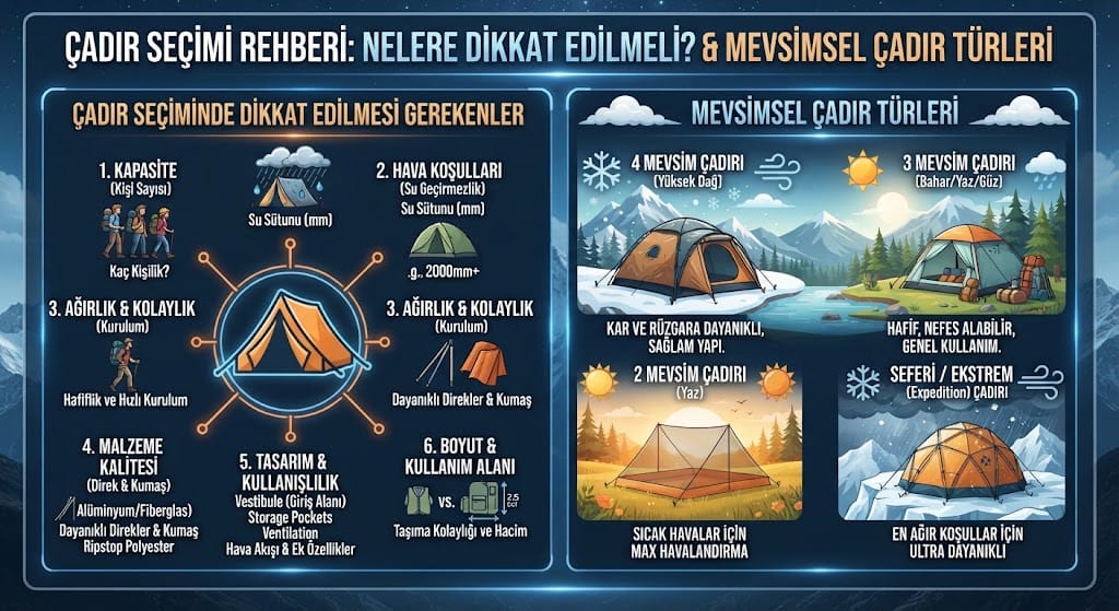Çadır Seçerken Nelere Dikkat Edilmeli? Mevsimsel Çadır Türleri Nelerdir?